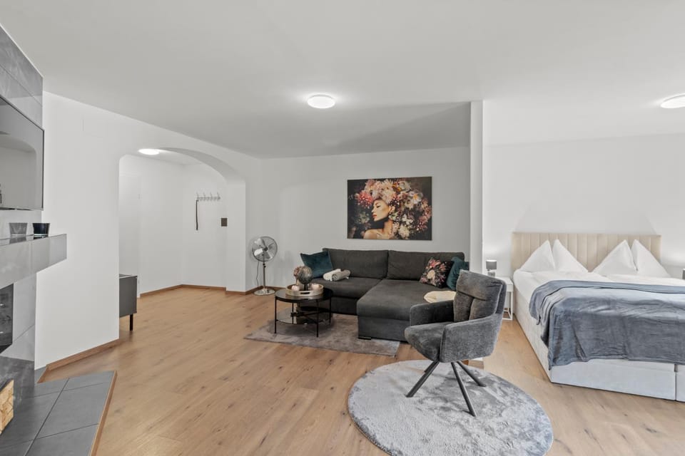 Bed, TV and multimedia, Living room, Photo of the whole room, Seating area, Bedroom