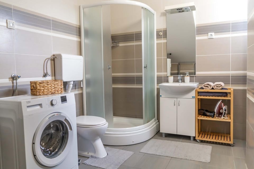 Shower, Bathroom, furniture, heating, washing machine
