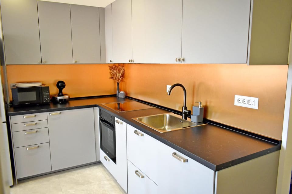 Kitchen or kitchenette, dishwasher, oven, stove
