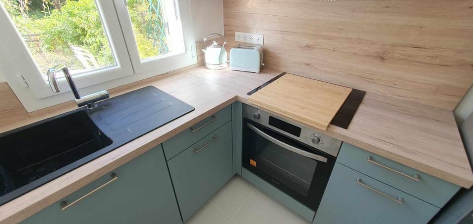 Kitchen or kitchenette, oven