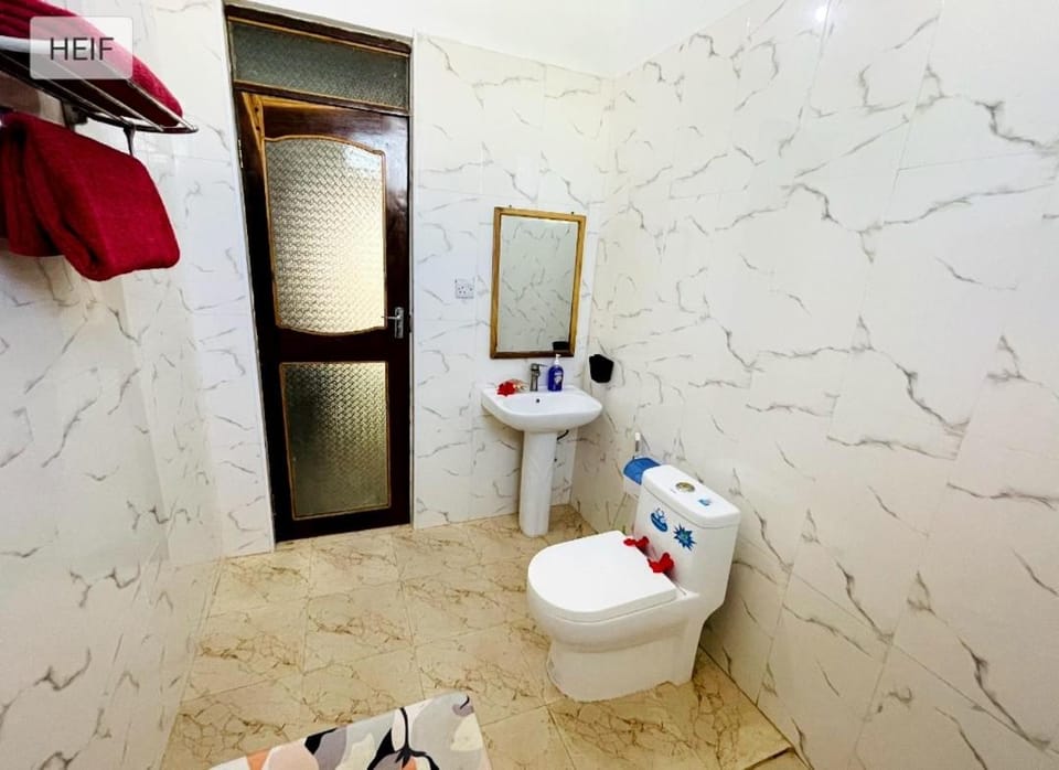 Shower, Toilet, bidet, towels