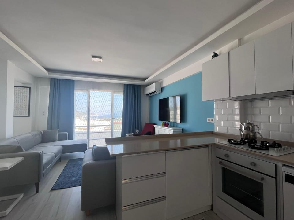 Kitchen or kitchenette, Living room, Seating area, pet friendly, stove