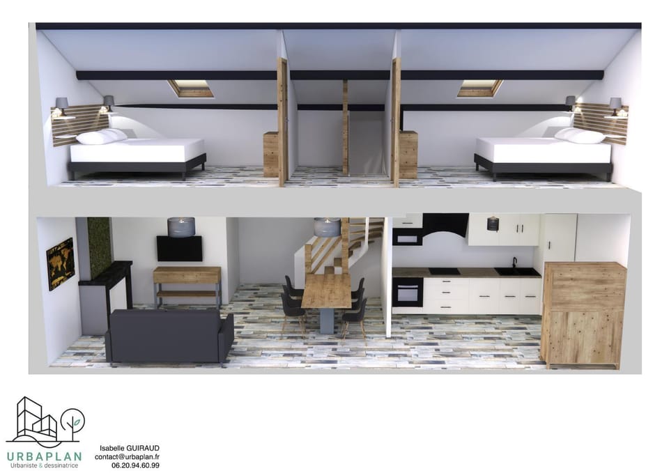 Bird's eye view, Living room, Photo of the whole room, Floor plan, Bedroom, kitchen