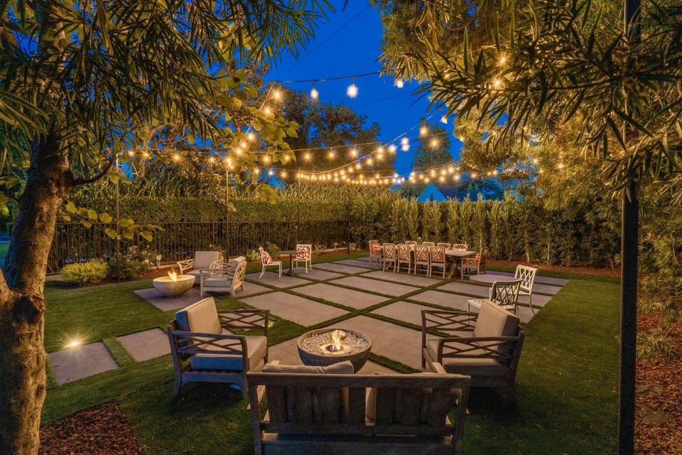 Night, Garden, Evening entertainment, wedding