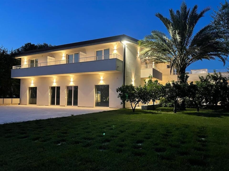 Property building, Night, Garden, Garden view