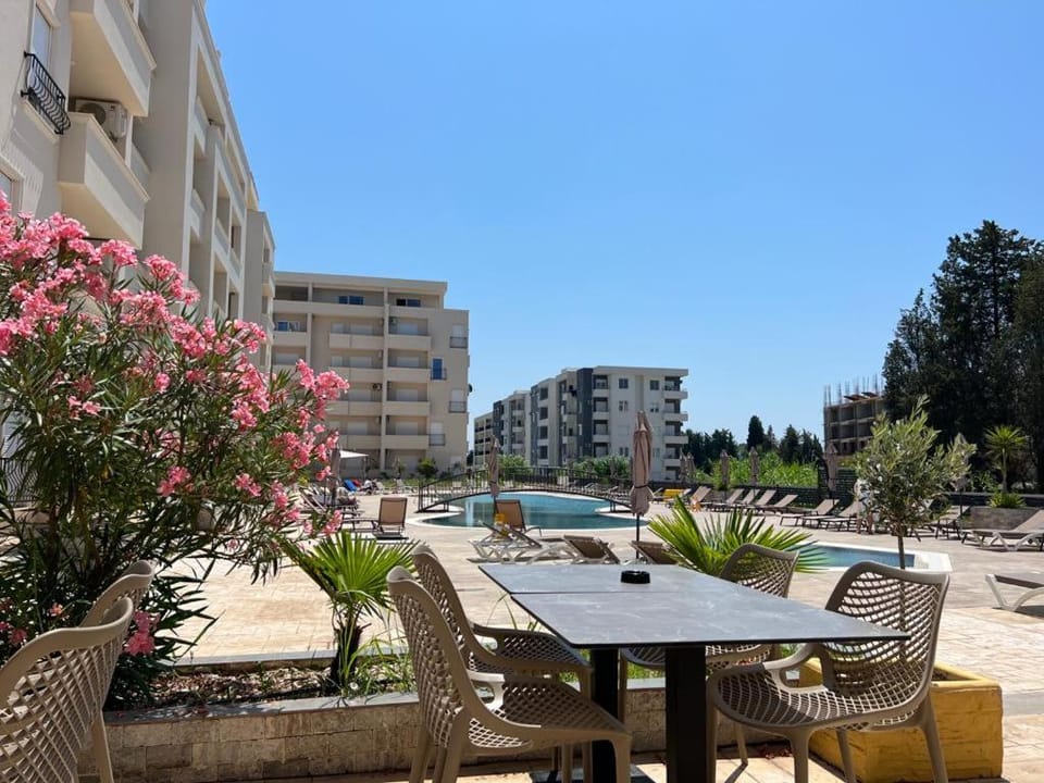 Property building, Day, Natural landscape, View (from property/room), Balcony/Terrace, Pool view, Swimming pool, sunbed