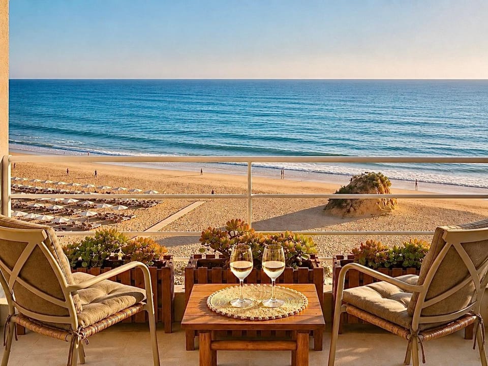 Patio, View (from property/room), Balcony/Terrace, Dining area, Beach, Sea view