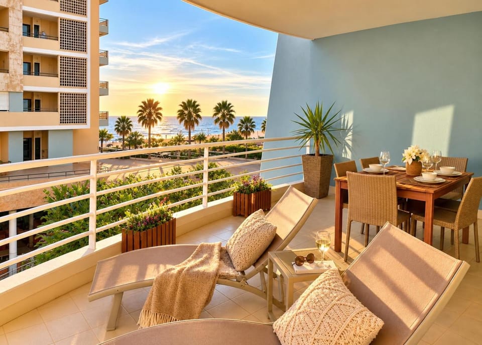 Patio, Natural landscape, View (from property/room), Balcony/Terrace, Seating area, Dining area, Sea view, Sunset, sunbed