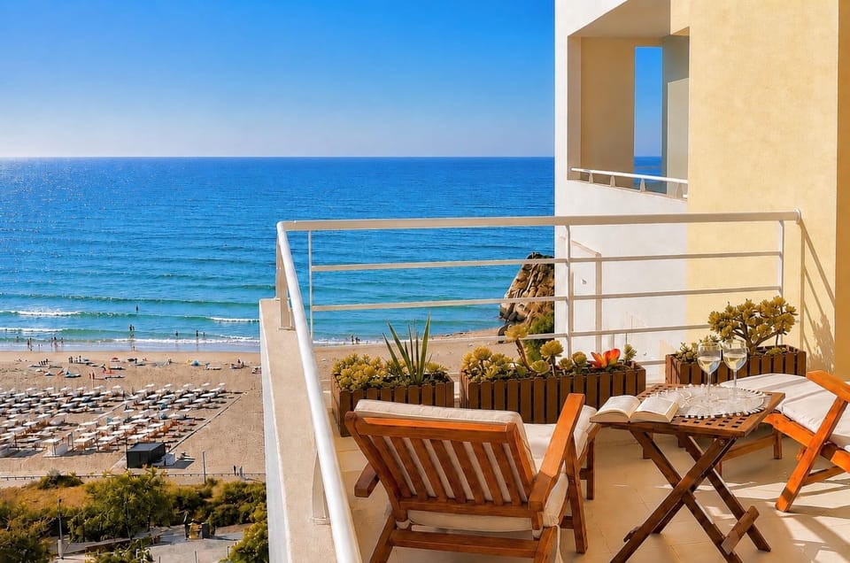 Property building, Patio, Patio, Natural landscape, View (from property/room), Balcony/Terrace, Balcony/Terrace, Beach, Landmark view, Sea view, Inner courtyard view, sunbed