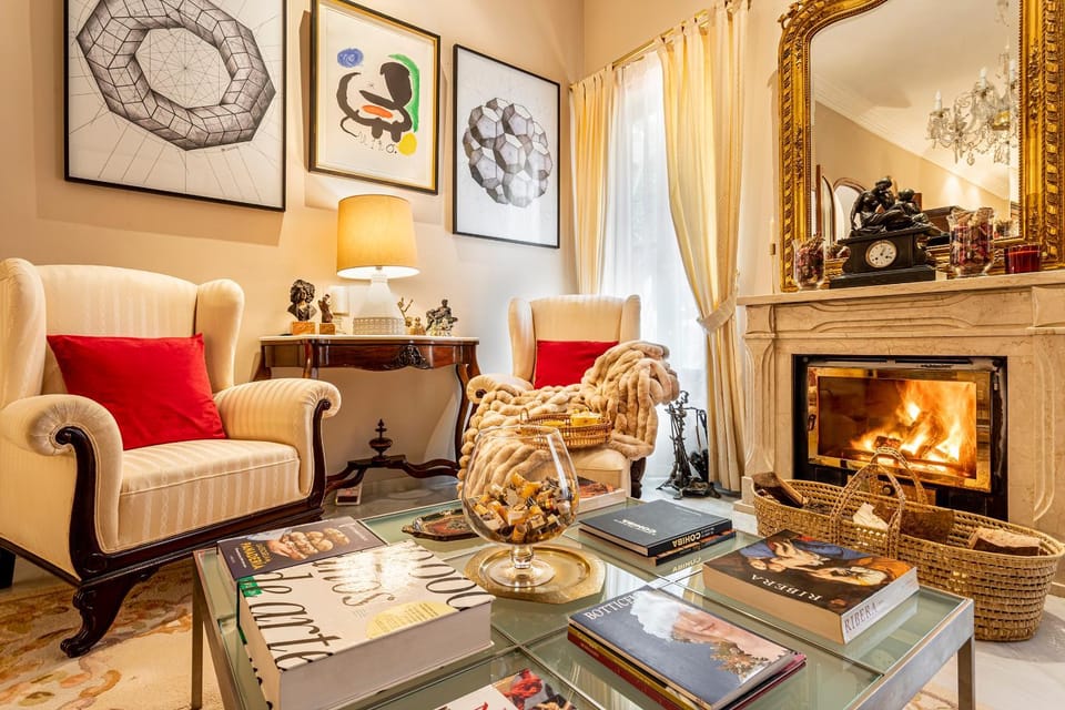 Library, Living room, Seating area, fireplace, fireplace