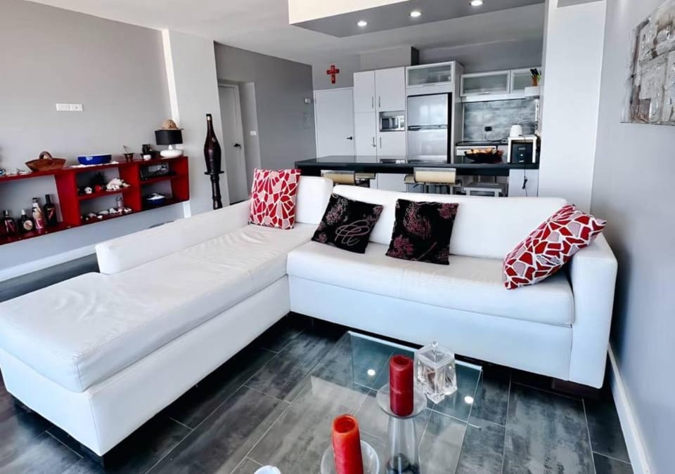 Living room, Seating area, Sea view, air conditioner