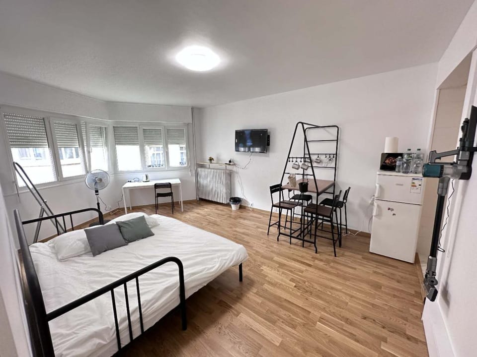 Bed, TV and multimedia, Kitchen or kitchenette, Photo of the whole room, Dining area