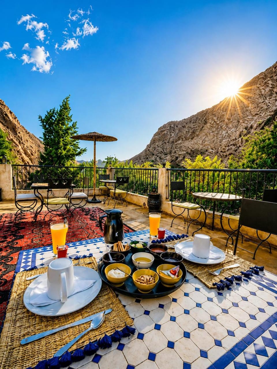 Natural landscape, Food and drinks, Mountain view, Breakfast
