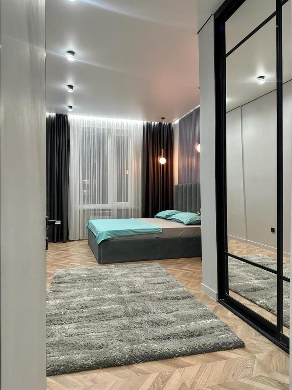 Bed, Bedroom, wardrobe, air conditioner
