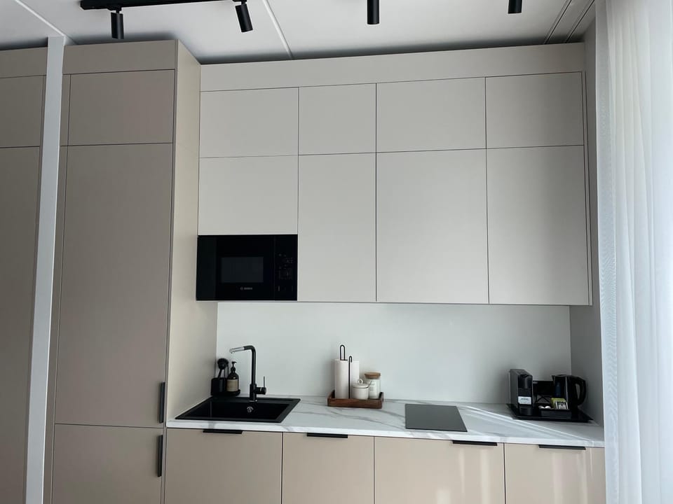 Kitchen or kitchenette, minibar, stove