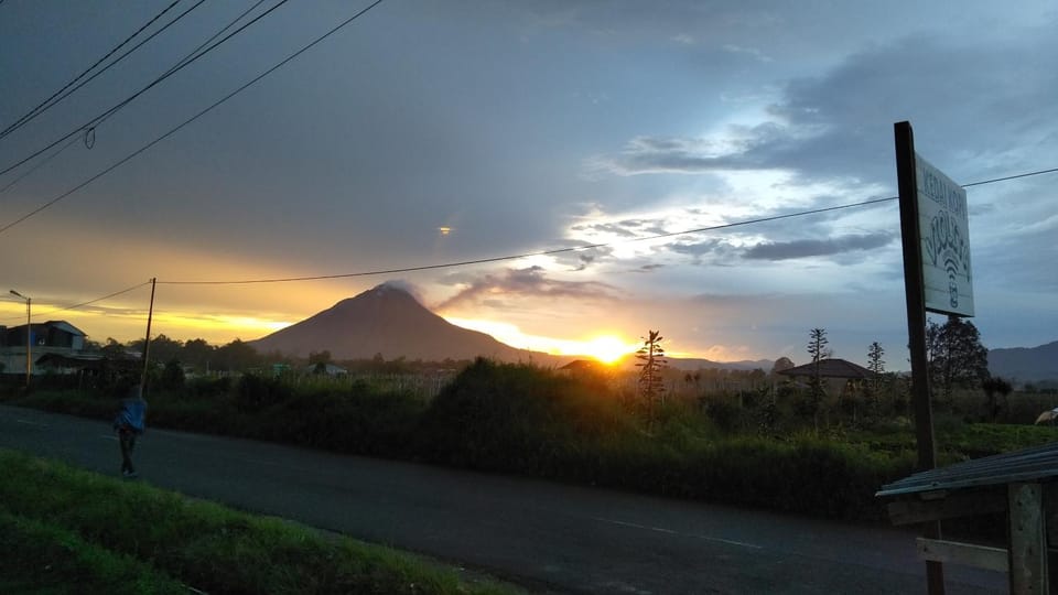 Nearby landmark, Natural landscape, Mountain view, Sunset
