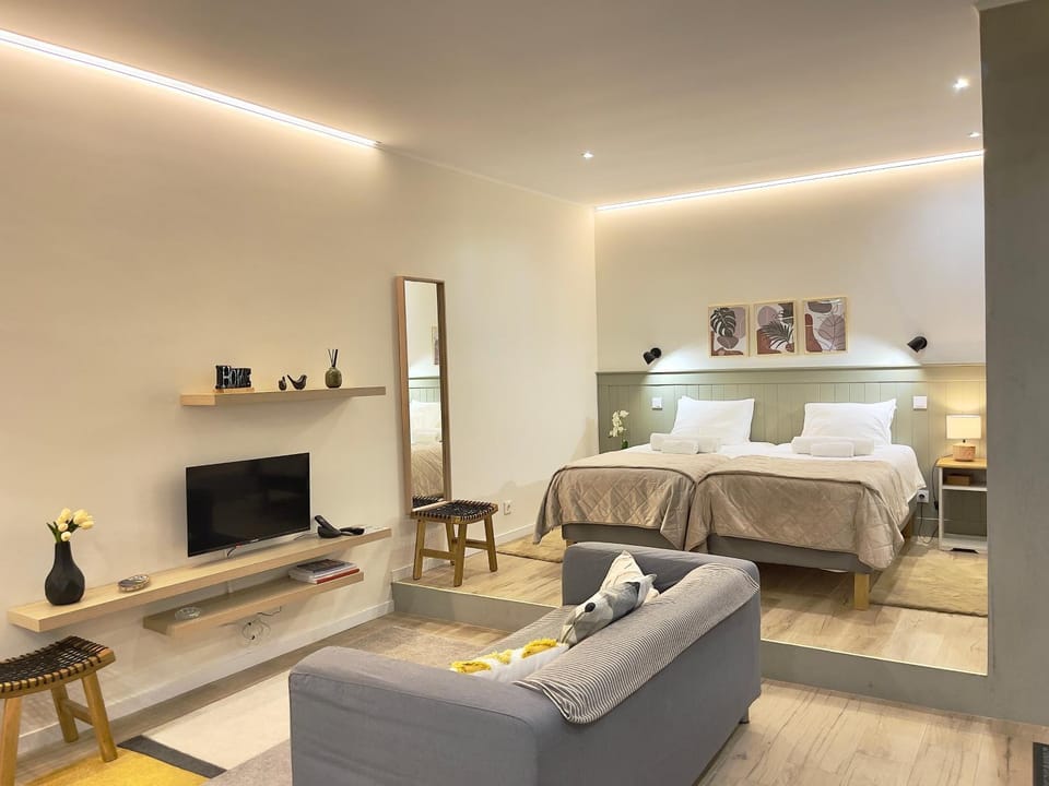 Property building, Living room, Bedroom