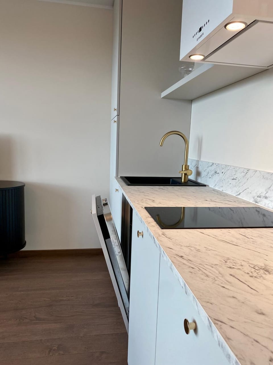 Kitchen or kitchenette, dishwasher, stove, kitchen