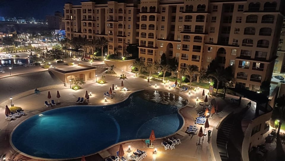 Night, Bird's eye view, Pool view, Swimming pool