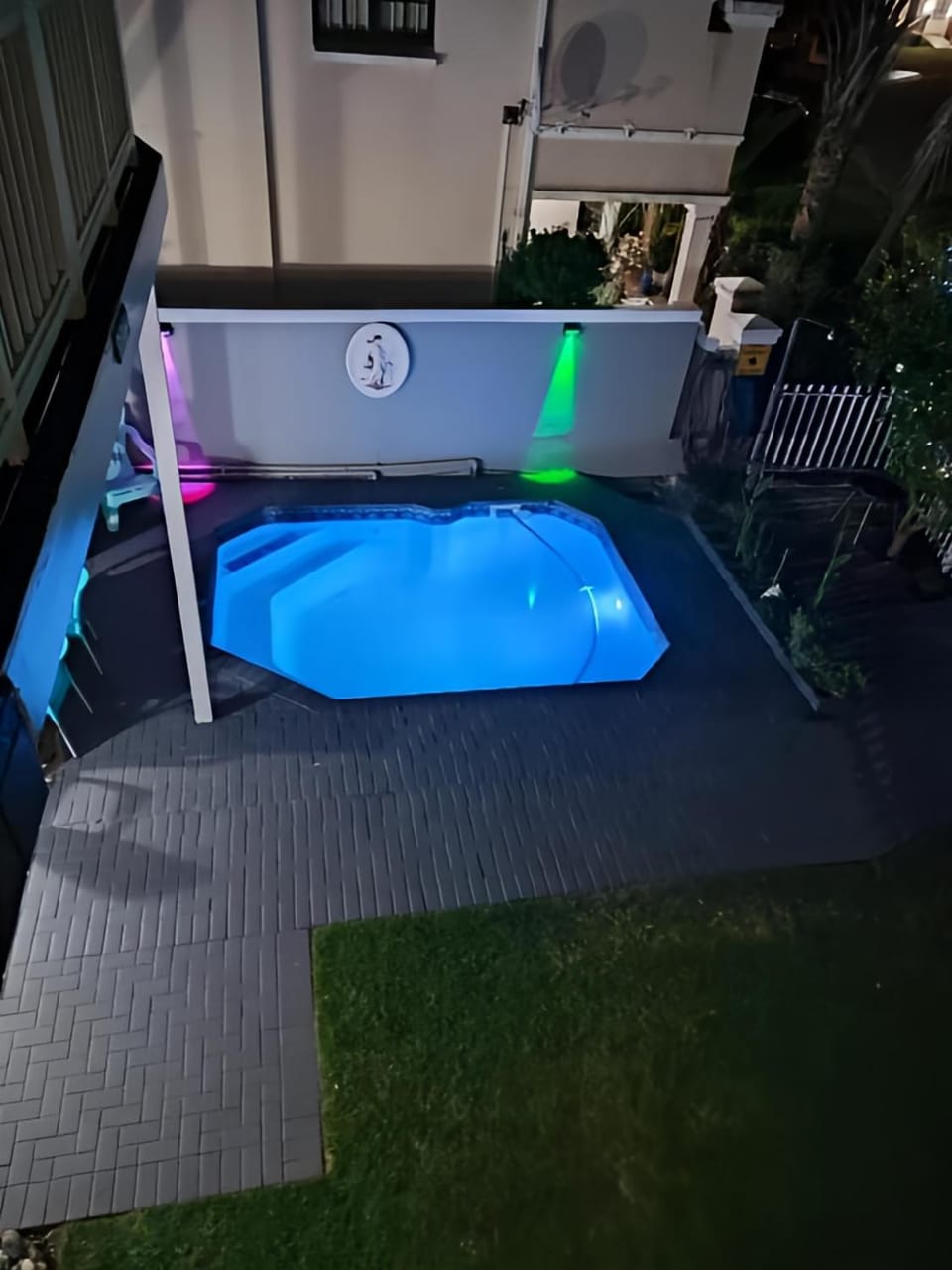 Property building, Night, Swimming pool