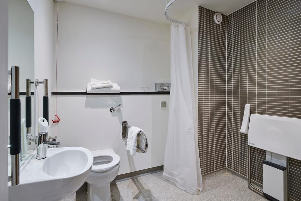 Shower, Toilet, Bathroom, Facility for disabled guests, towels, acessibility