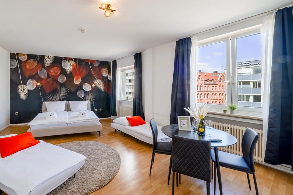 Bed, Seating area, Bedroom