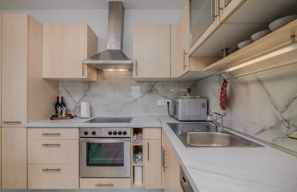Kitchen or kitchenette, dishwasher, oven, stove