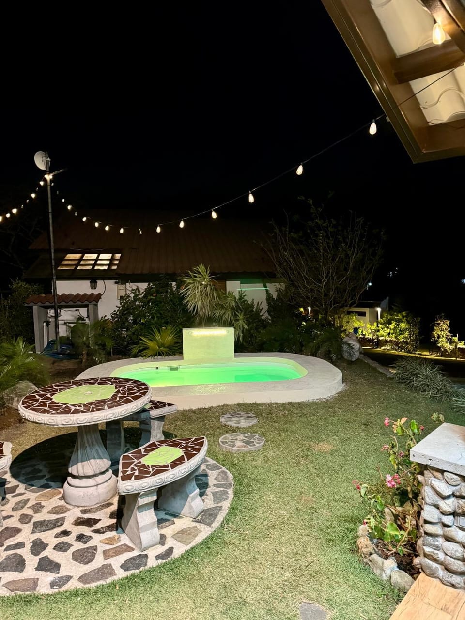 Patio, Night, Garden, Garden view, Swimming pool