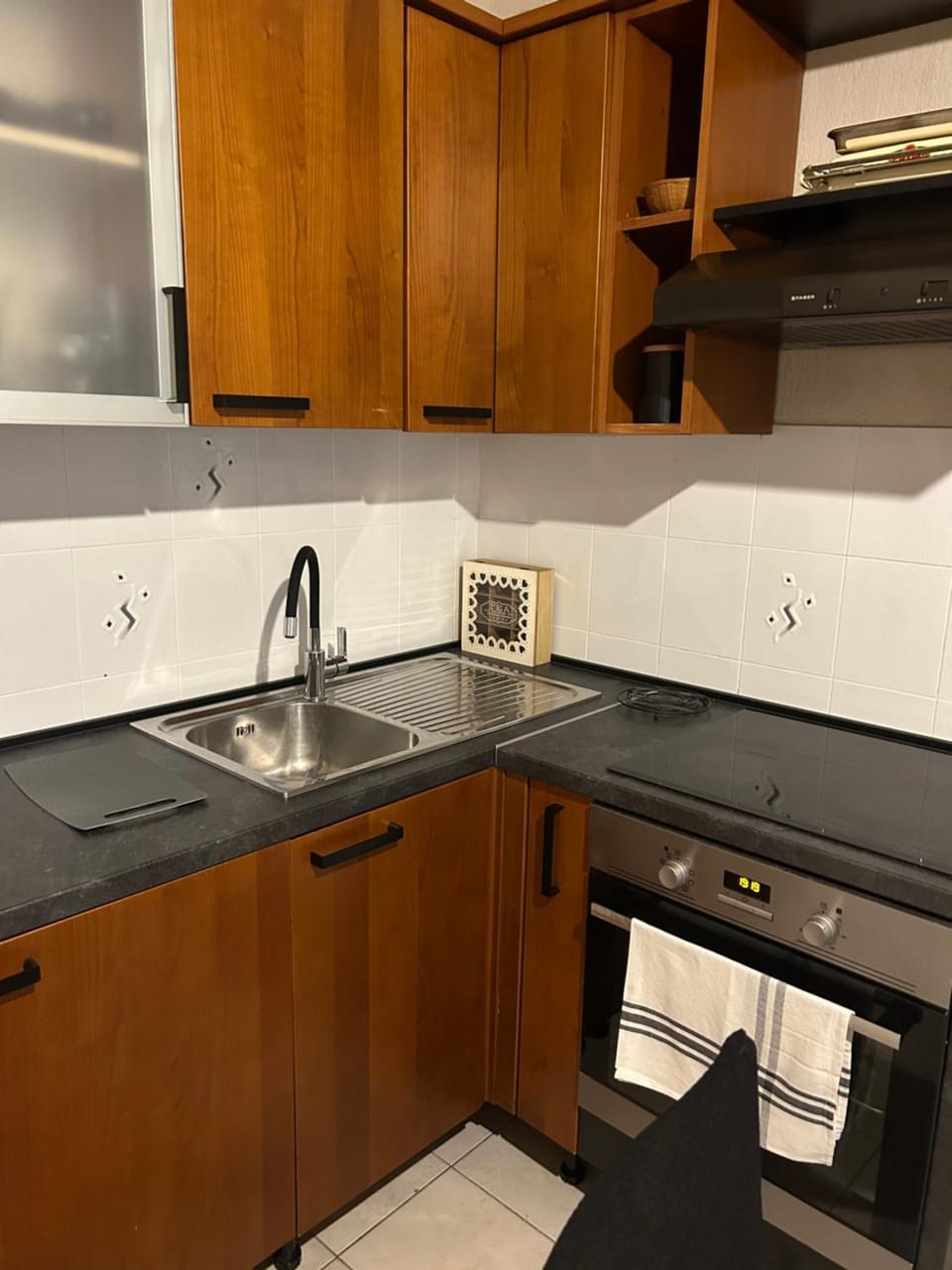 Kitchen or kitchenette, stove