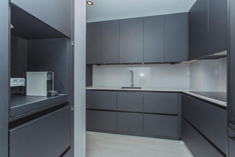 Kitchen or kitchenette, stove, kitchen