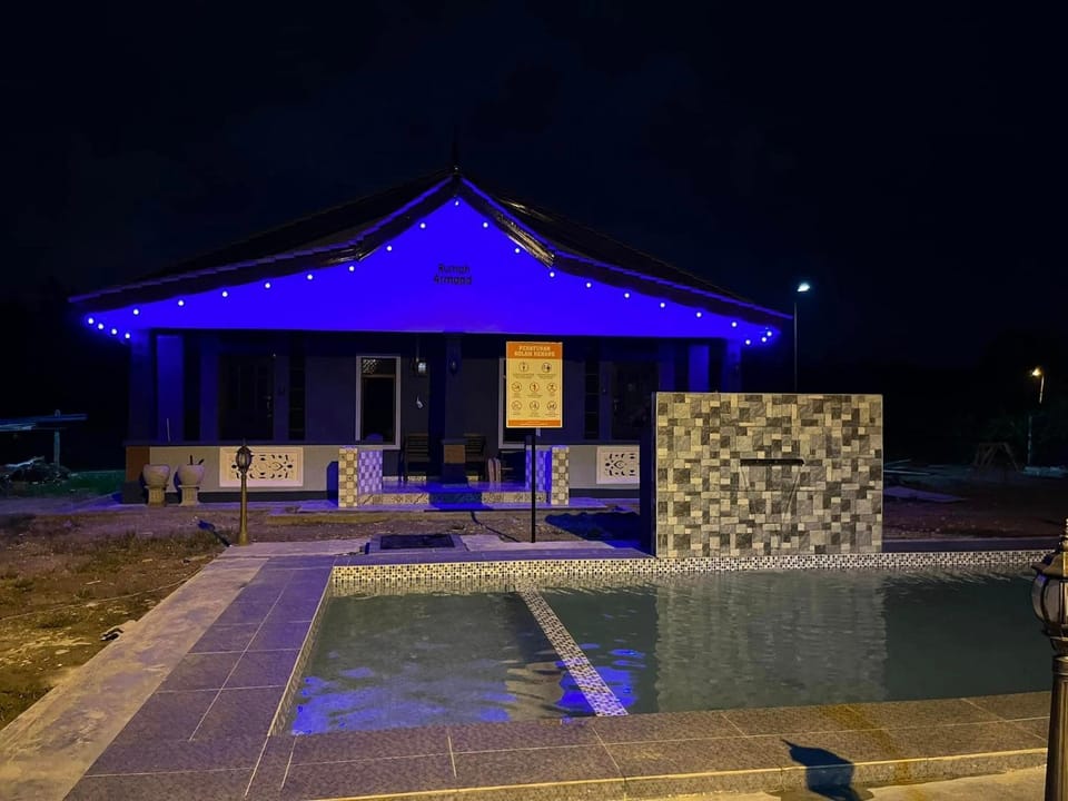 Property building, Night, Swimming pool