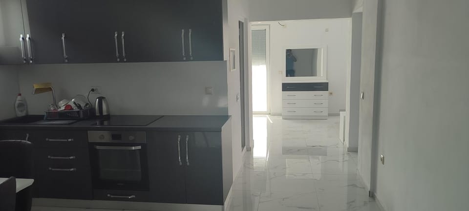 Kitchen or kitchenette, stove
