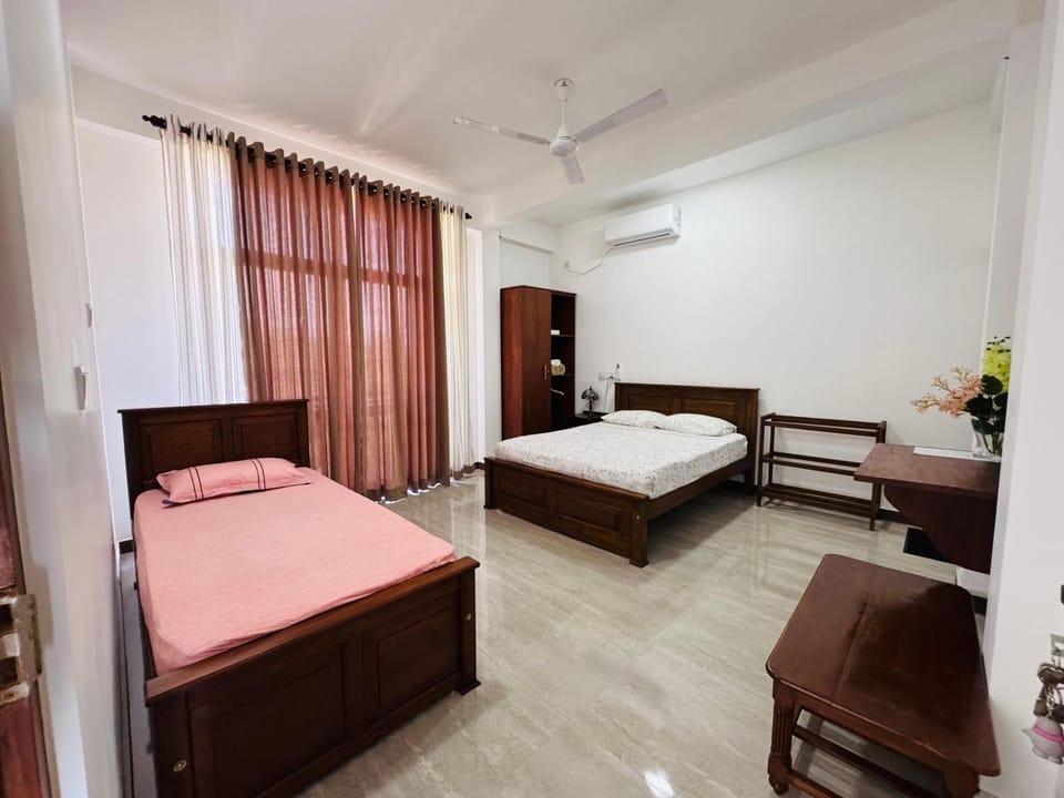Bed, Photo of the whole room, Bedroom, towels, wardrobe, air conditioner