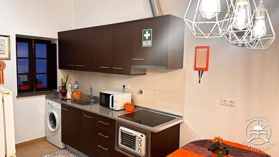 Kitchen or kitchenette, oven, pet friendly, stove, toaster, washing machine