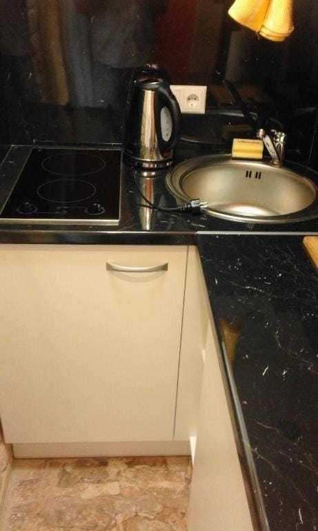 Kitchen or kitchenette, stove