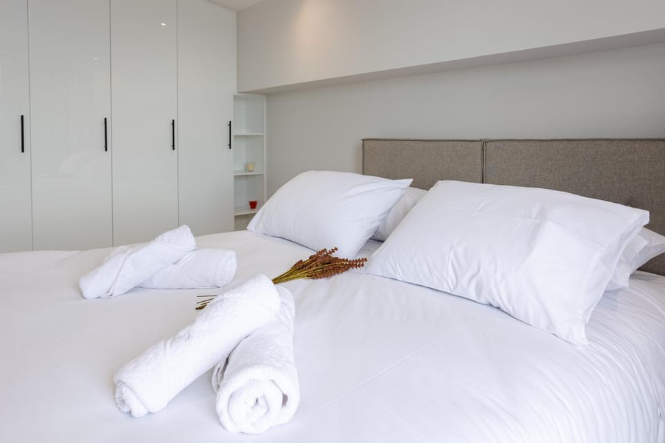 Bed, wardrobe