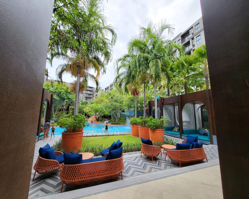 Patio, Garden, Pool view, sunbed