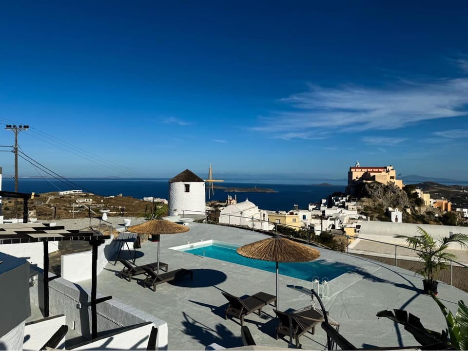 Nearby landmark, Day, Natural landscape, Pool view, Sea view, Swimming pool, sunbed
