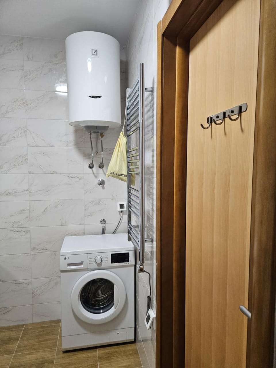 Shower, Toilet, Bathroom, towels, washing machine, dryer