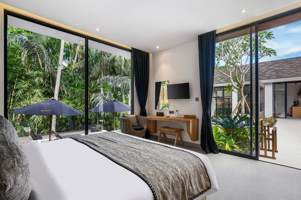 Bed, Garden, TV and multimedia, View (from property/room), Balcony/Terrace, Bedroom, Garden view, internet, air conditioner