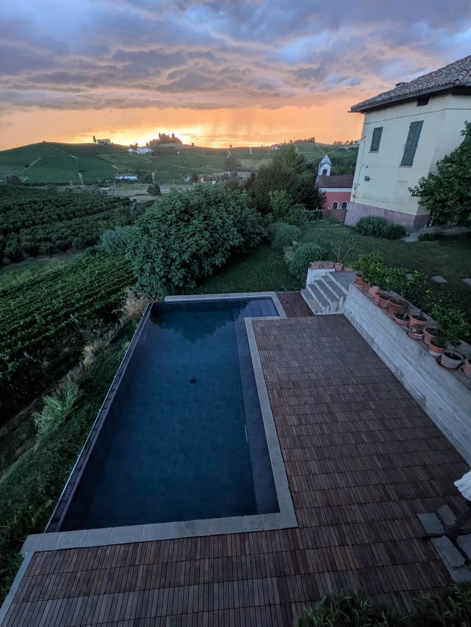 Pool view, Swimming pool, Sunset