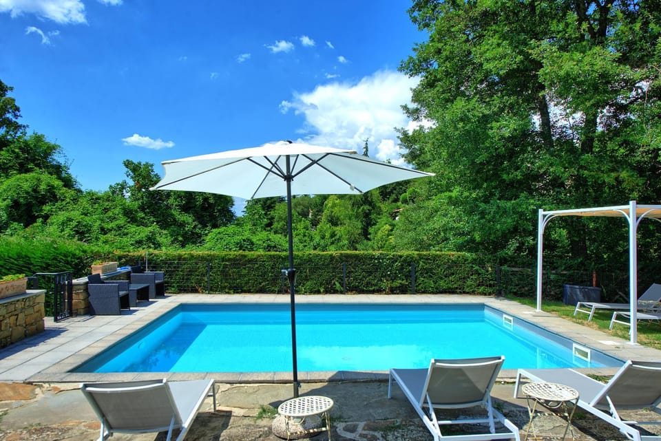 Day, Natural landscape, Garden, Garden view, Pool view, Swimming pool, sunbed