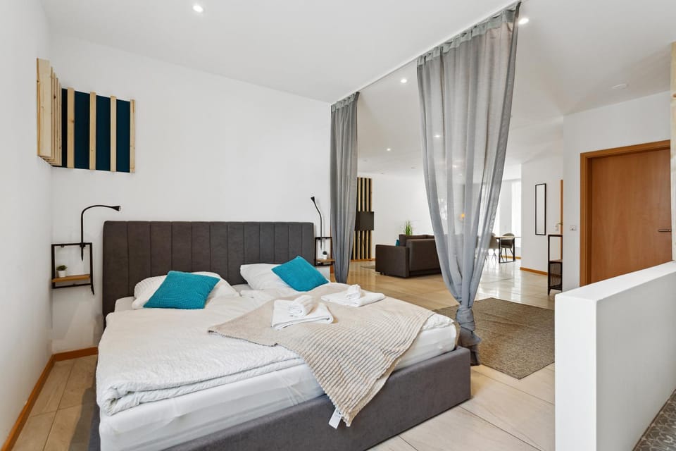 Bed, Photo of the whole room, Bedroom, towels, wardrobe