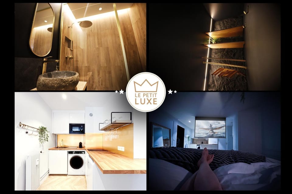 Shower, Bed, Property logo or sign, Bathroom, TV and multimedia, Kitchen or kitchenette, Bedroom, storage