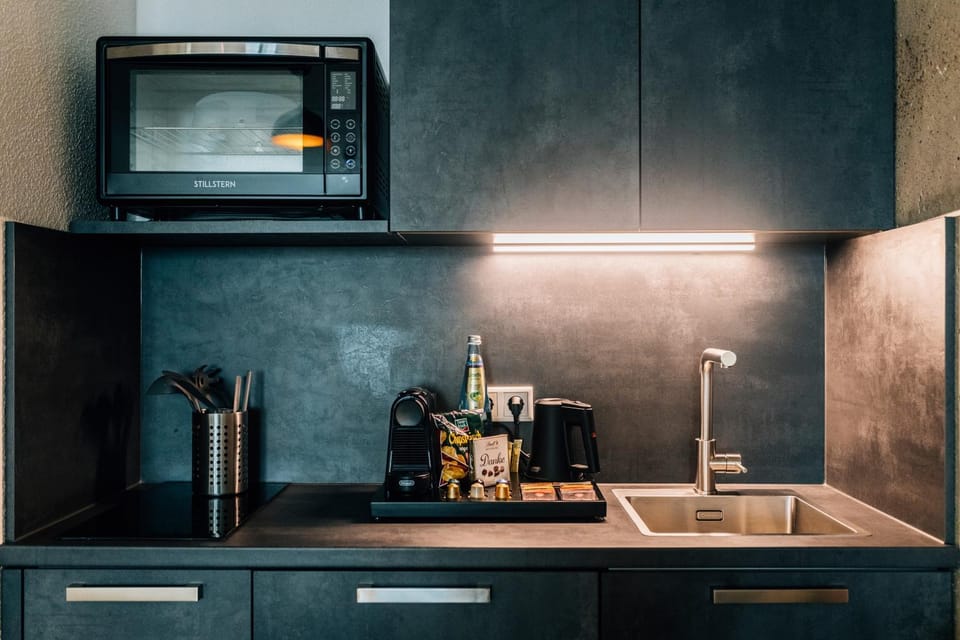 Kitchen or kitchenette, minibar, stove