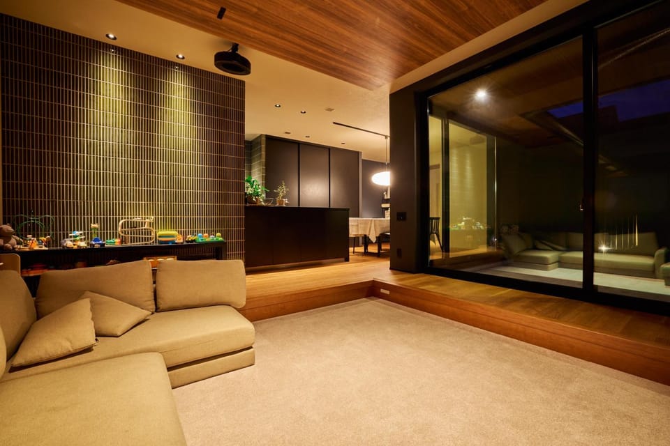 Night, Living room, Seating area