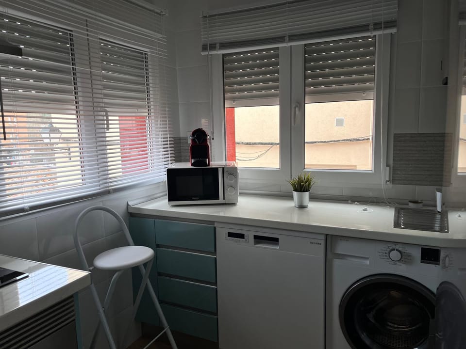 Kitchen or kitchenette, dishwasher, washing machine