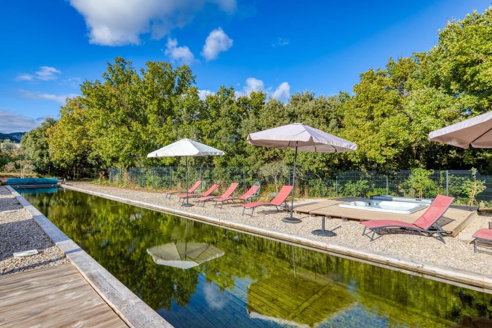Property building, Living room, Swimming pool
