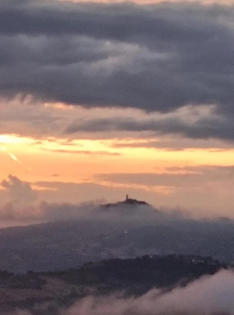 Nearby landmark, Natural landscape, Mountain view, Sunset