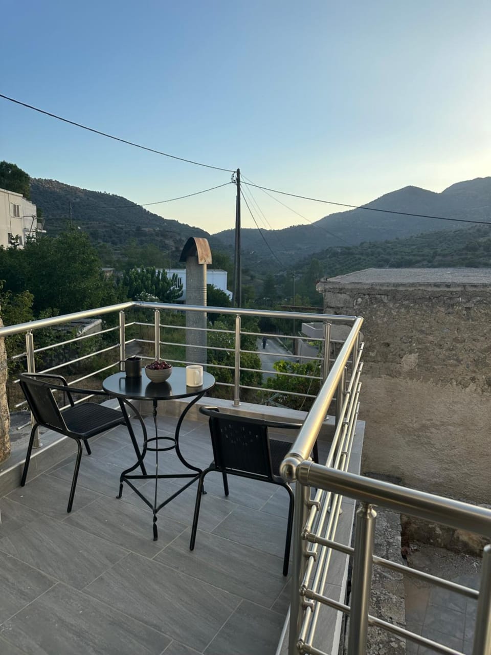 Patio, Day, Natural landscape, Summer, View (from property/room), Balcony/Terrace, Dining area, Mountain view, Sunset